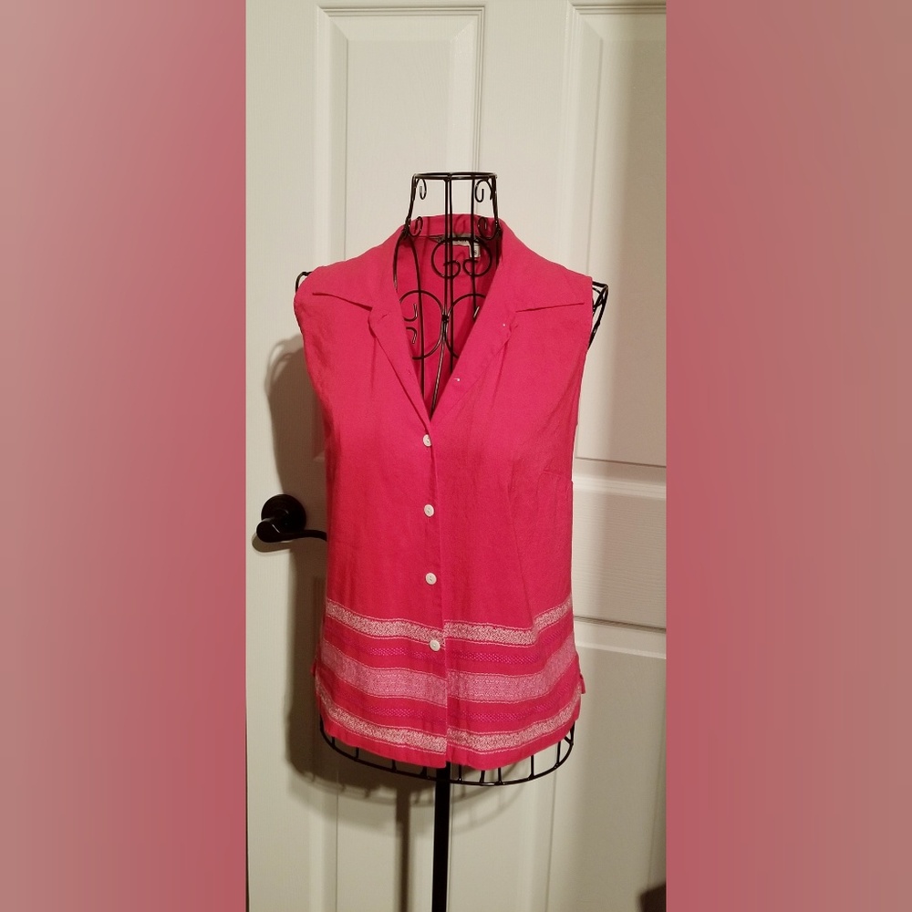 David Brooks Sleeveless Button Collar Shirt - Smal